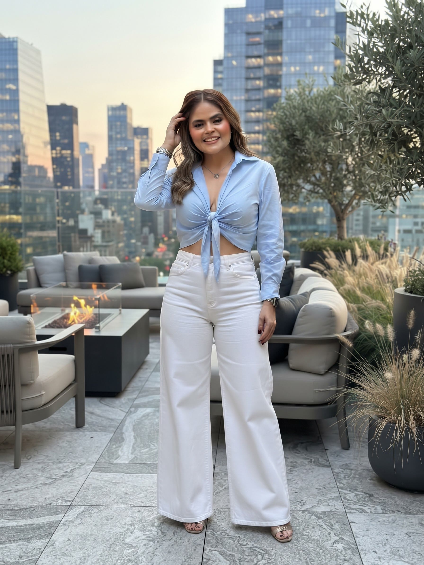 Jeans Alto Blanco Palazzo